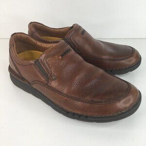 Clarks Unstructured Leather Slip On Comfort Brown Loafers Casual Shoe Size 8M